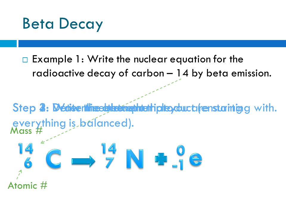 Write a nuclear equation for the beta decay of carbon-14 definition